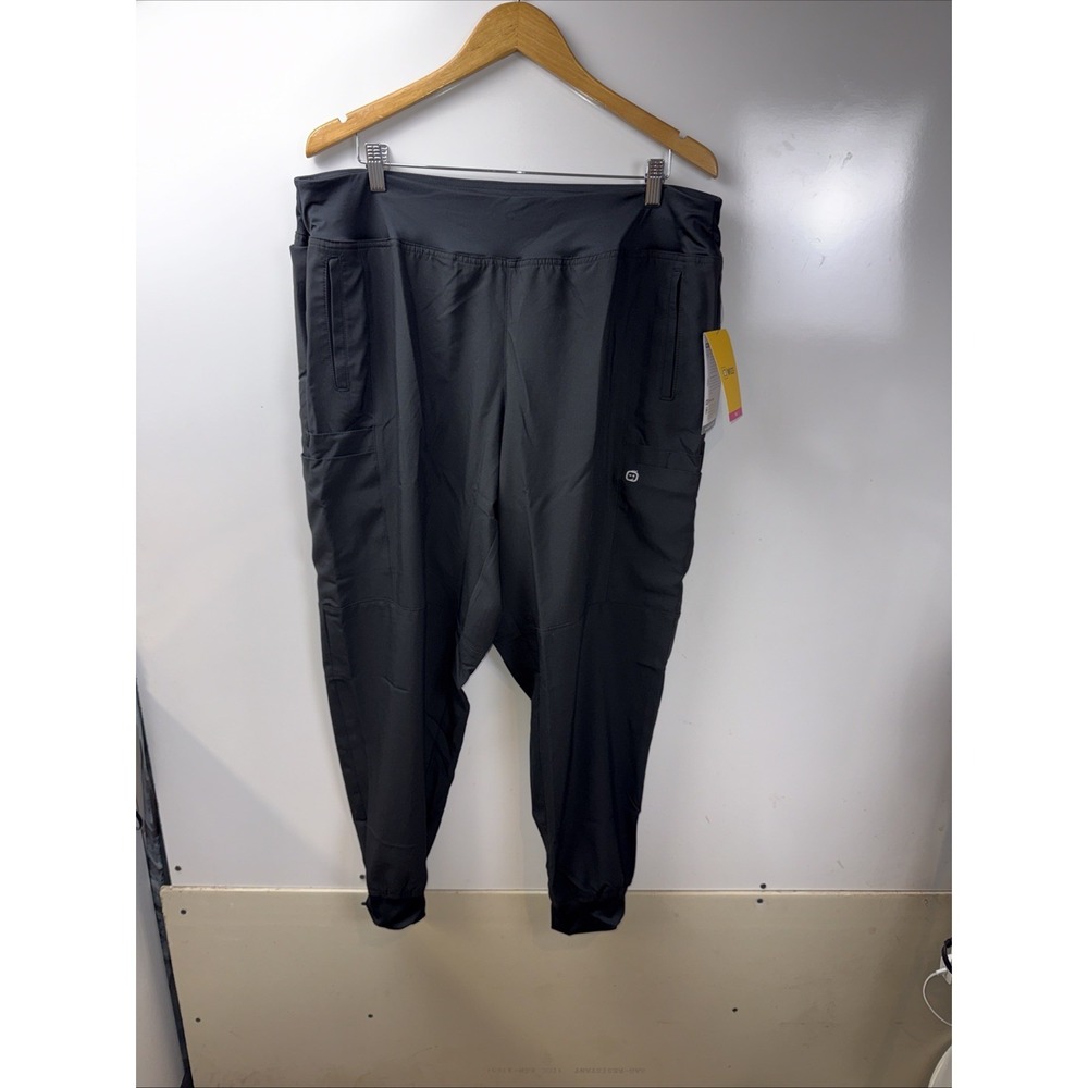 W123 Women's Comfort Waist Cargo Jogger Pant — Black 2X